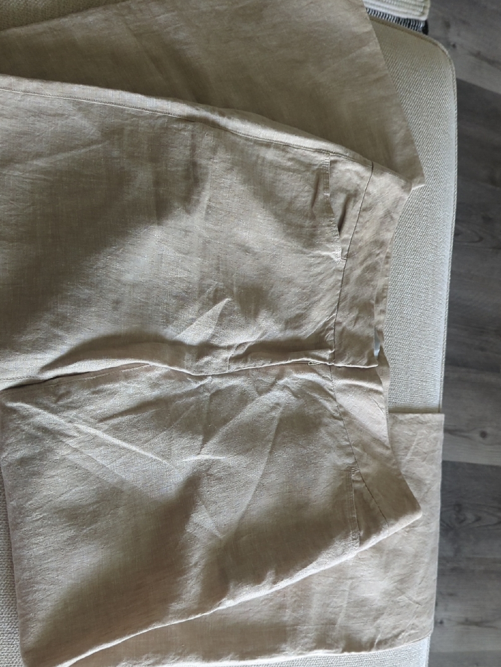 Chico's Neutral Beige Wide-Leg Linen Chinos